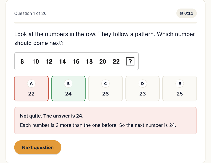A practice question with five answer choices